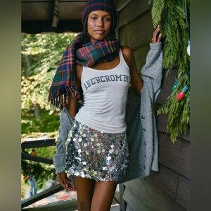 Abercrombie & Fitch Shimmering Silver Mini Skort